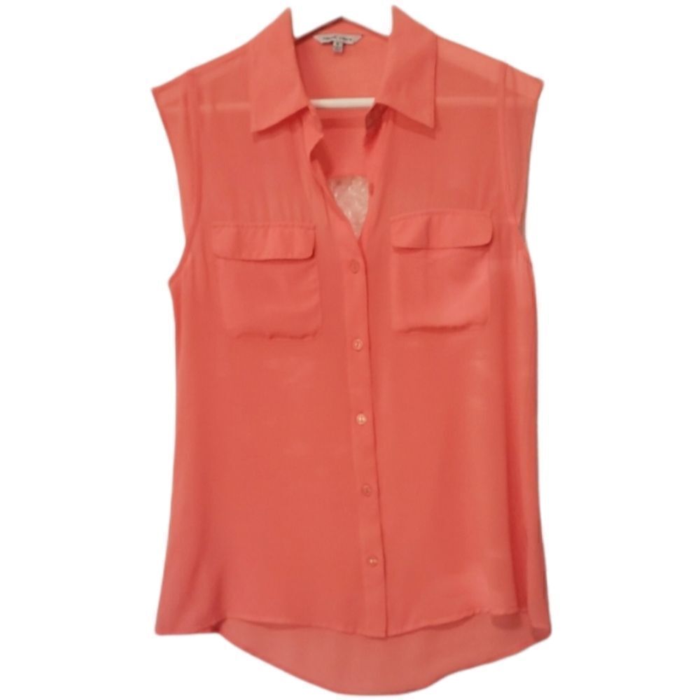 Naked Zebra coral open back sheer top